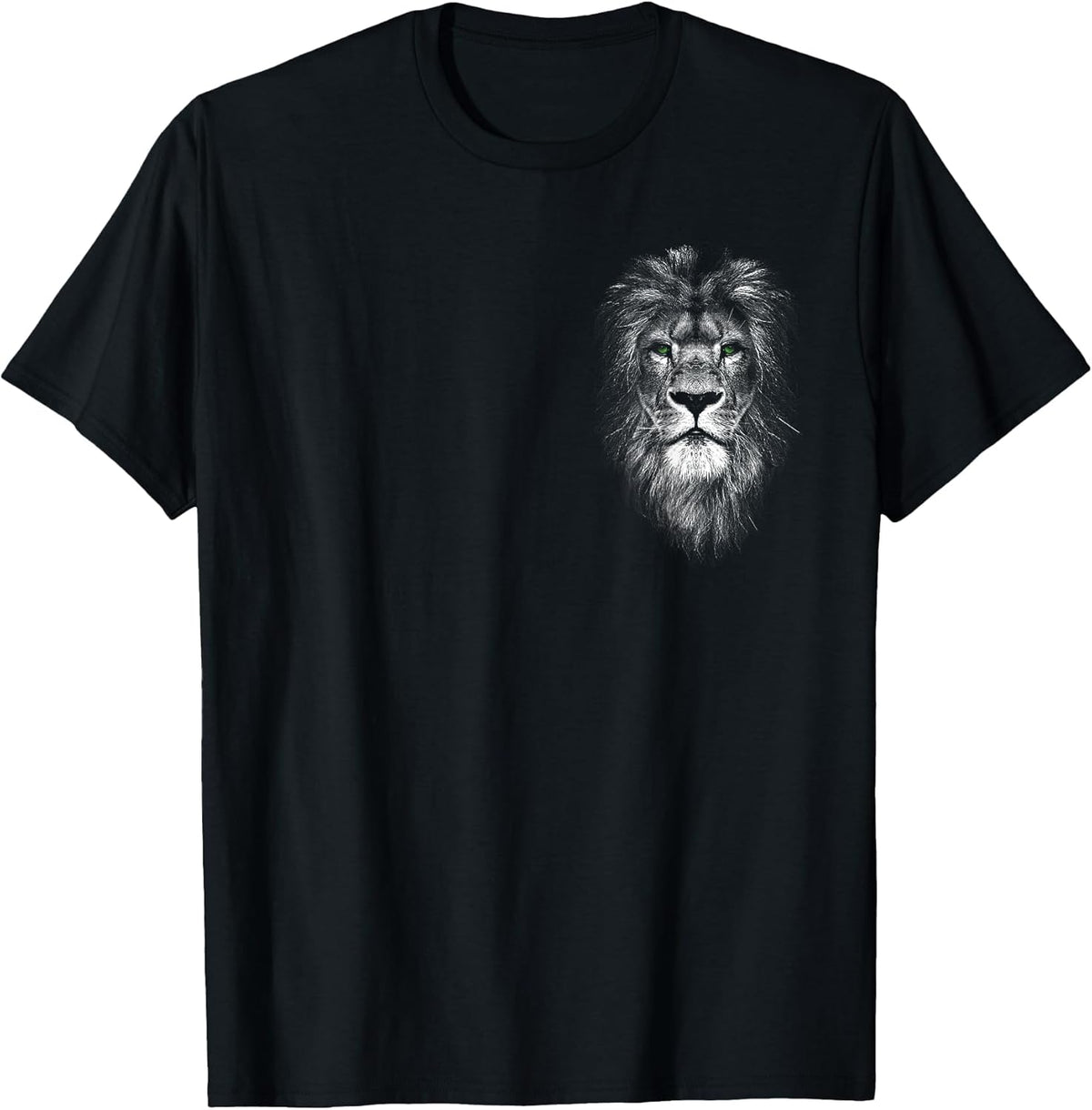Cool Lion with Green Eyes on Chest