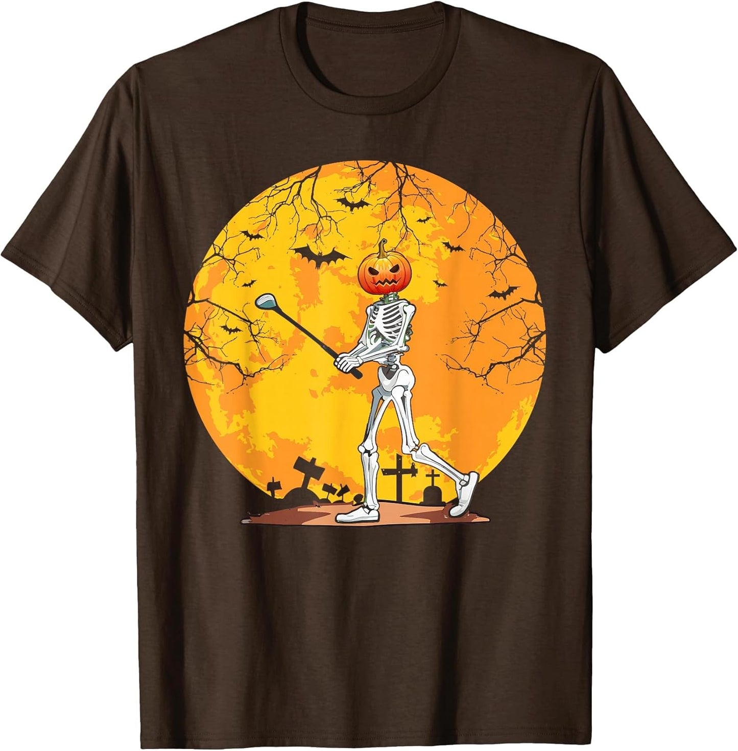 Pumpkin Skeleton Golf Halloween Golfing Golfer