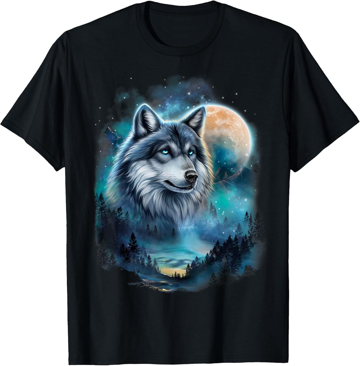 Majestic Wolf Under Moonlit Forest Sky