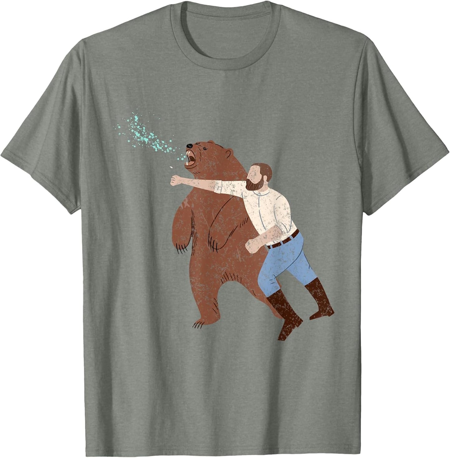 Funny Man Punching Bear Vintage