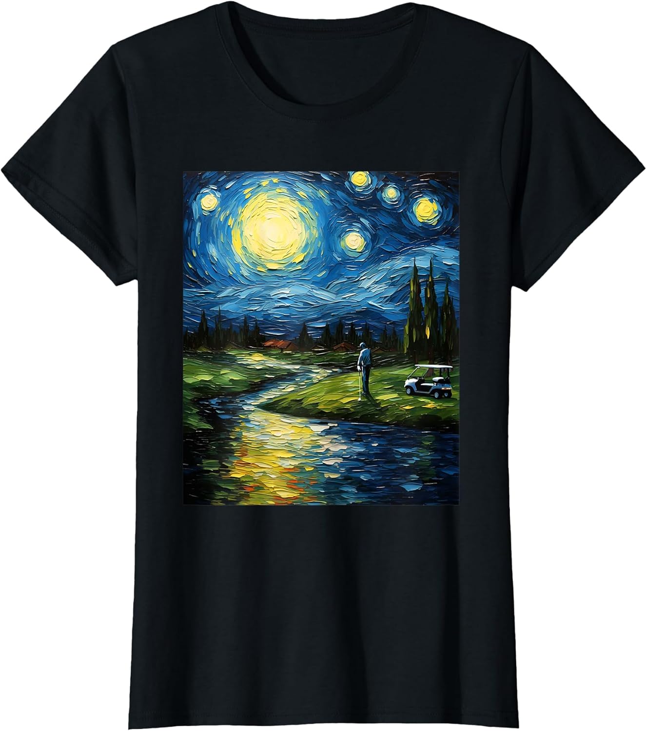 Aesthetic Surrealism Starry Night Golf Golfer