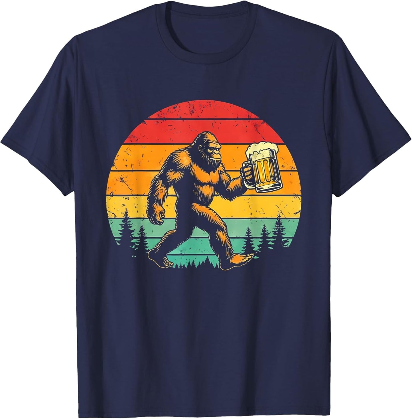 Funny Sasquatch Beer Lover Retro Sun