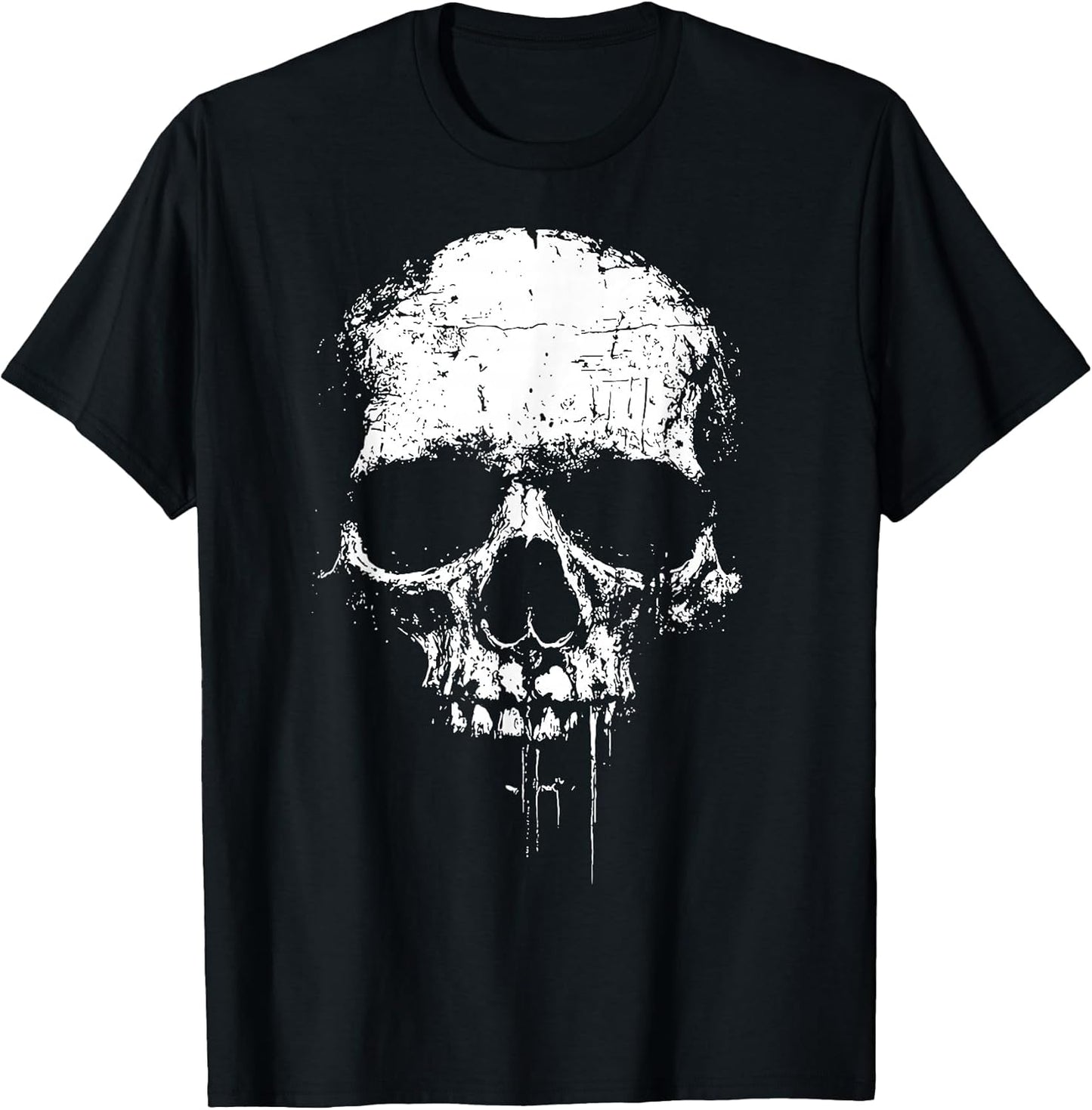 Skull Grunge Black White Art Graphic Women Men