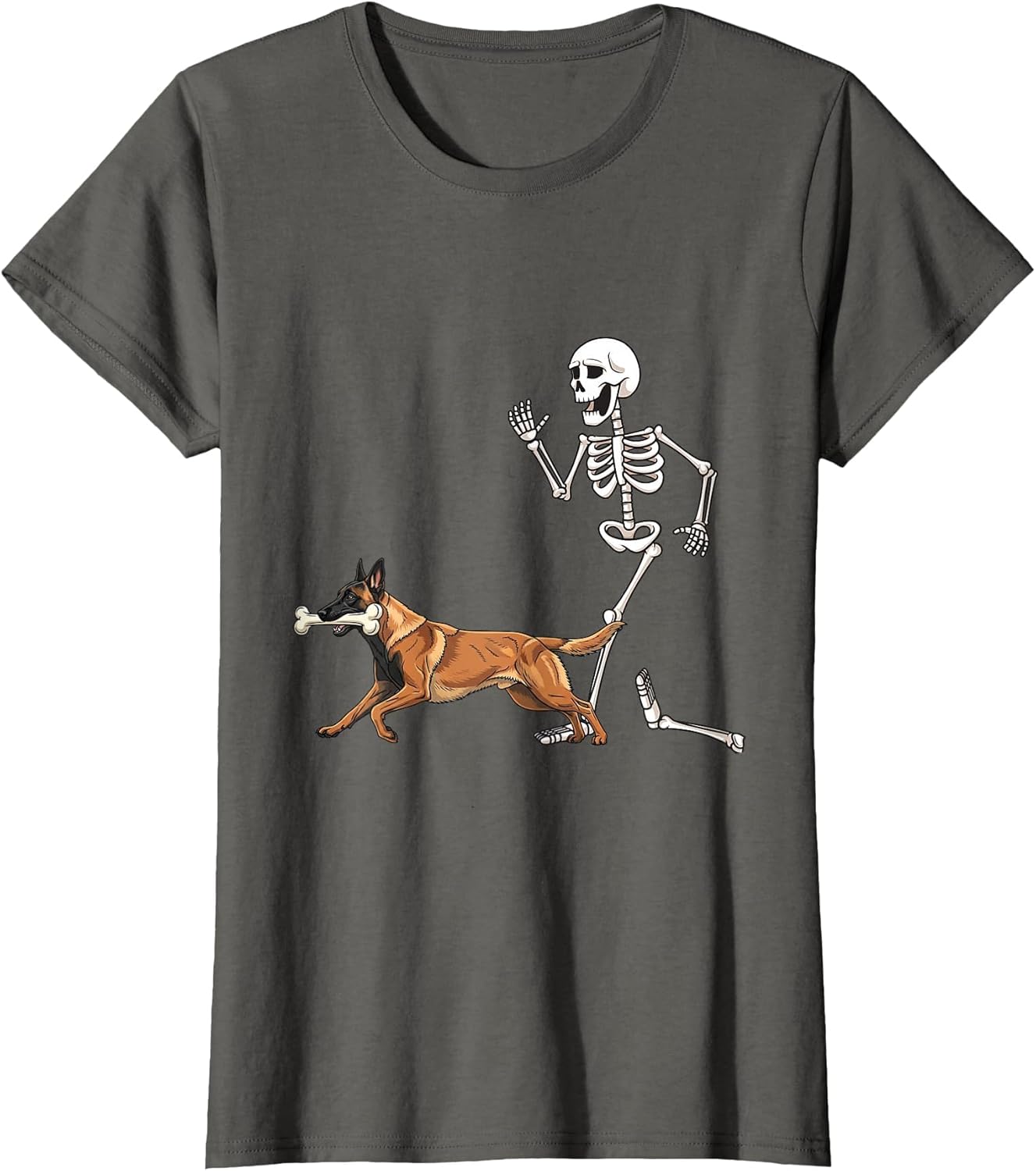Funny Halloween Belgian Malinois and Skeleton
