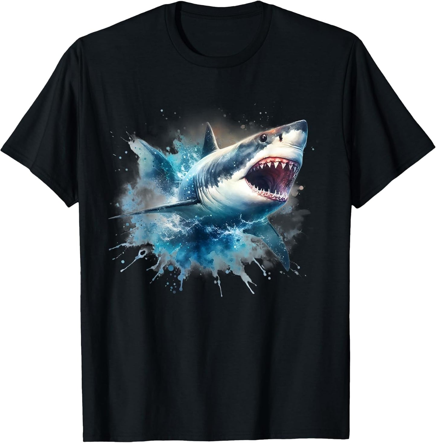 Cool Watercolor Great White Shark Open Jaw