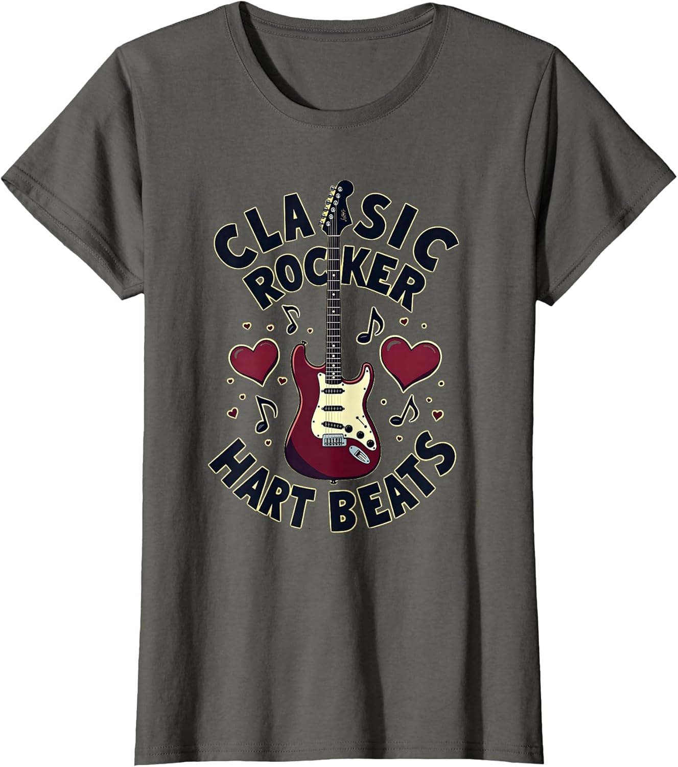 Classic Rocker Heart Beats Vintage Rock Design