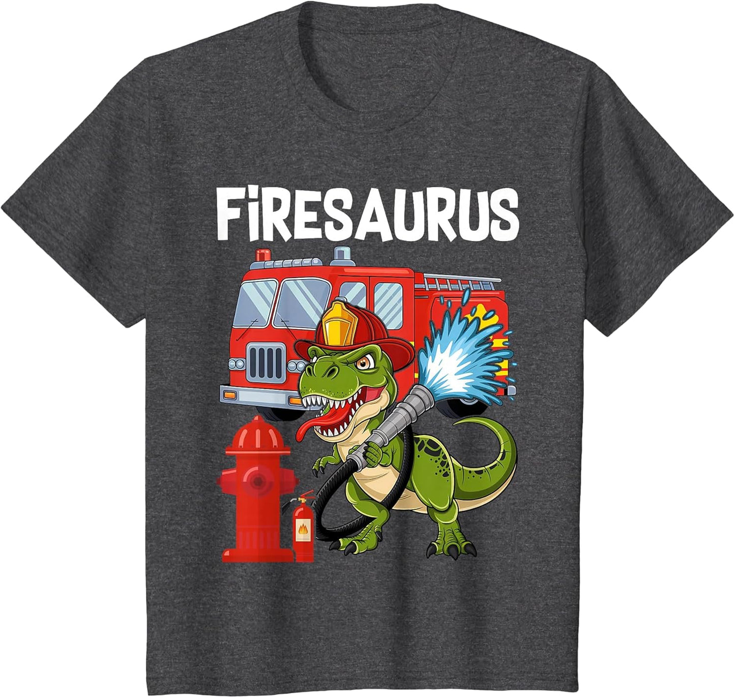 Fire Fighter Saurus Firetruck Fireman Dinosaur