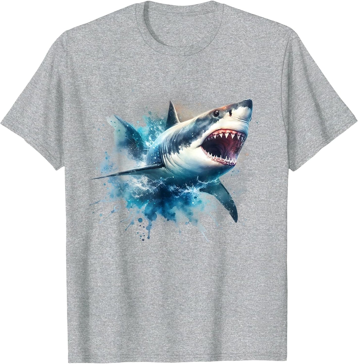 Cool Watercolor Great White Shark Open Jaw
