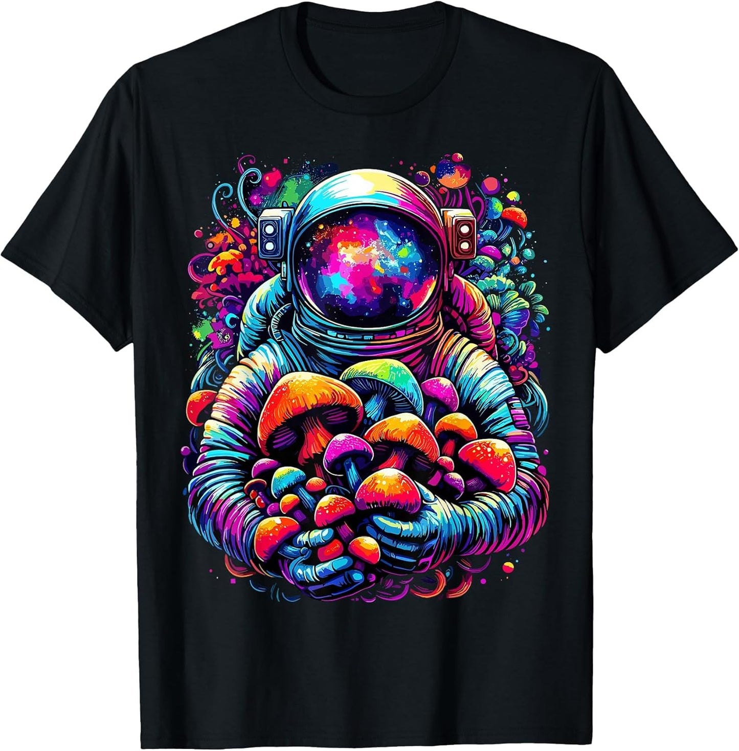 Astronaut with Mushroom in Space Galaxy
