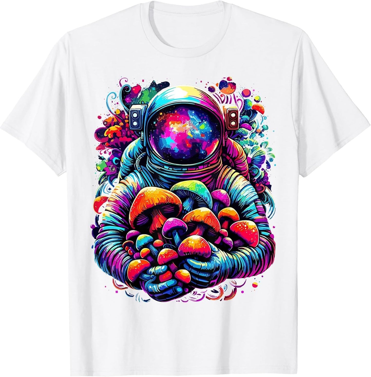 Astronaut with Mushroom in Space Galaxy