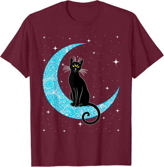 Black Cat Crescent Moon Sailor Mum T-Shirt - T-Shirt | Maroon