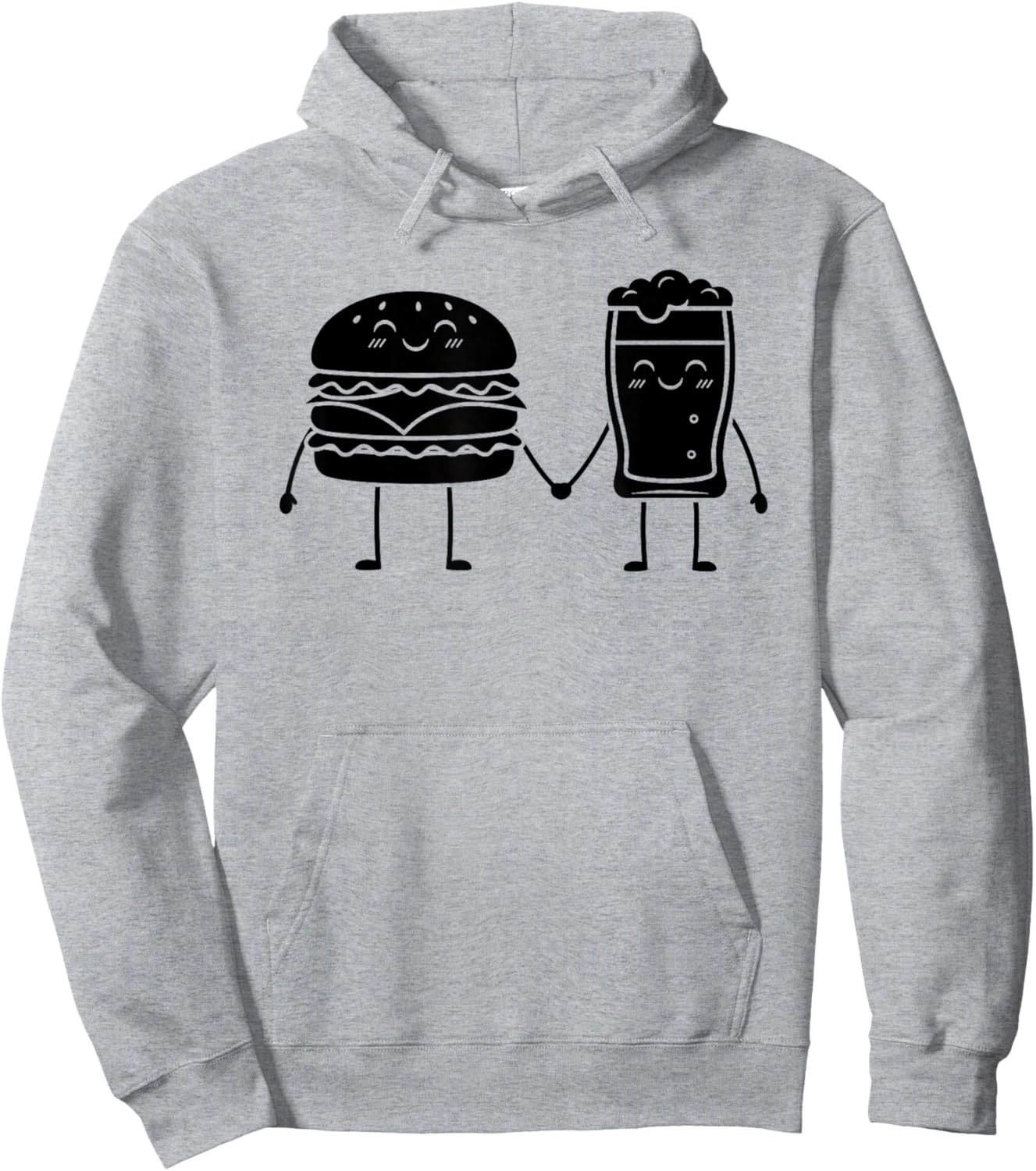 Burger and Beer Cartoon Funny Food Duo Art Hoodie - Hoodie | Ash