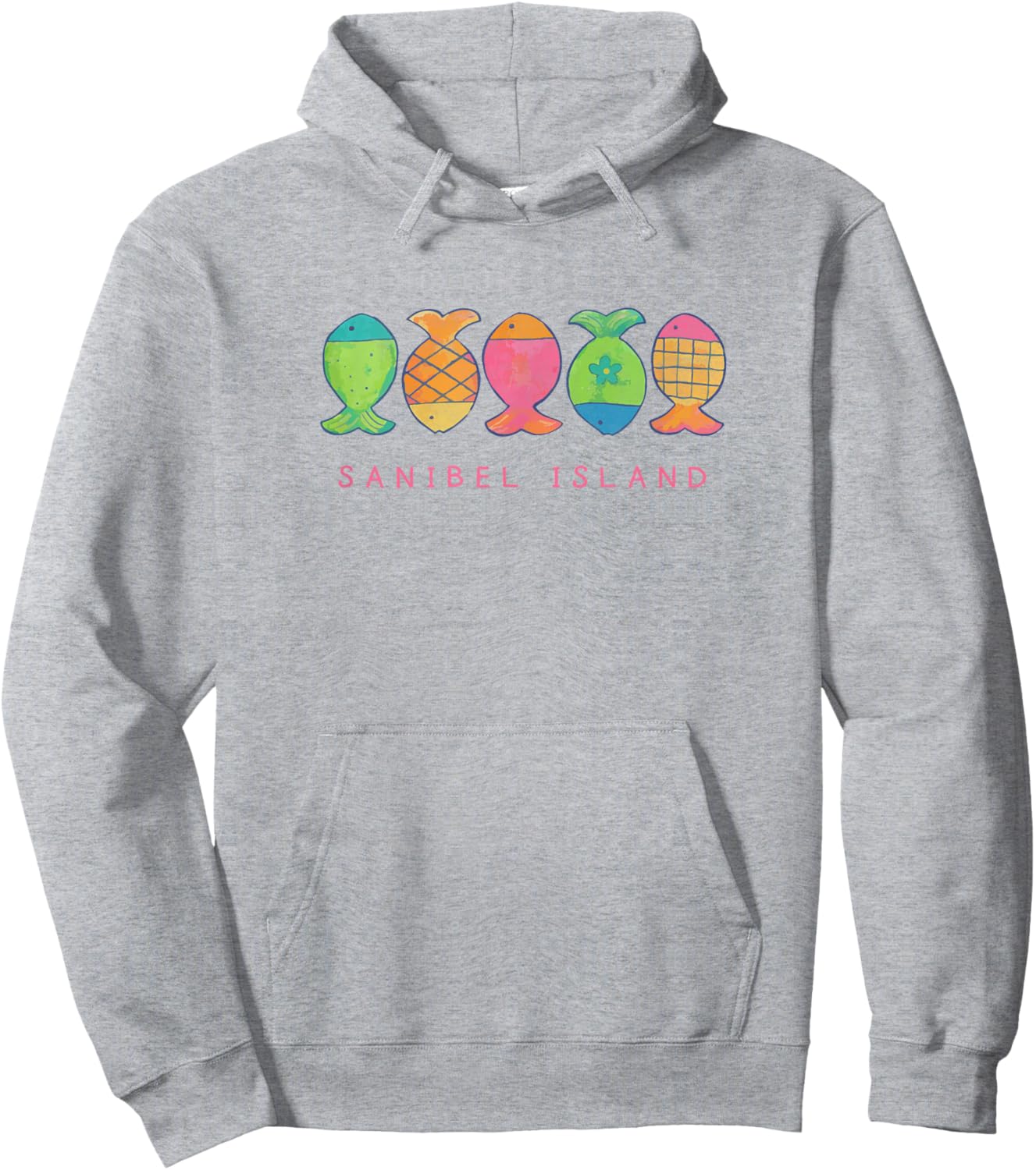 Sanibel Island Cute Beachy Fish Art Graphic Hoodie - Hoodie | Ash