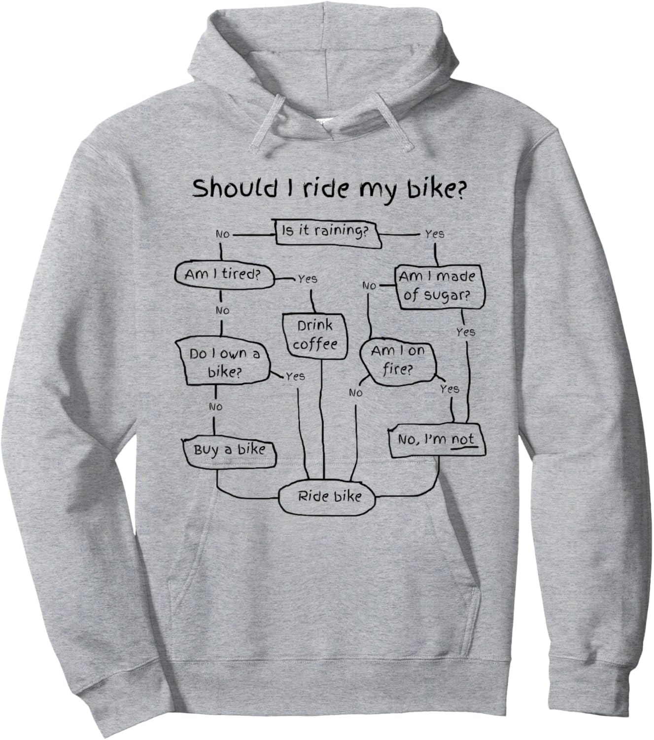 Decisions Should I Ride My Bike Hoodie - Hoodie | Ash