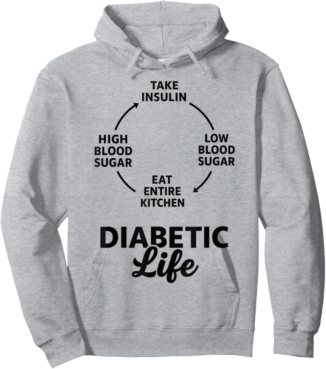 Funny Diabetes T1D Diabetic Life Hoodie - Hoodie | Ash