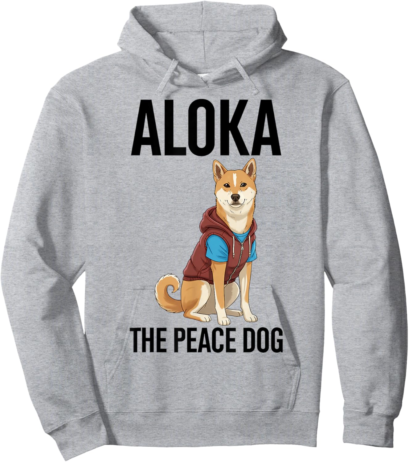 Aloka The Peace Dog Minimalist Zen Art Hoodie - Hoodie | Ash