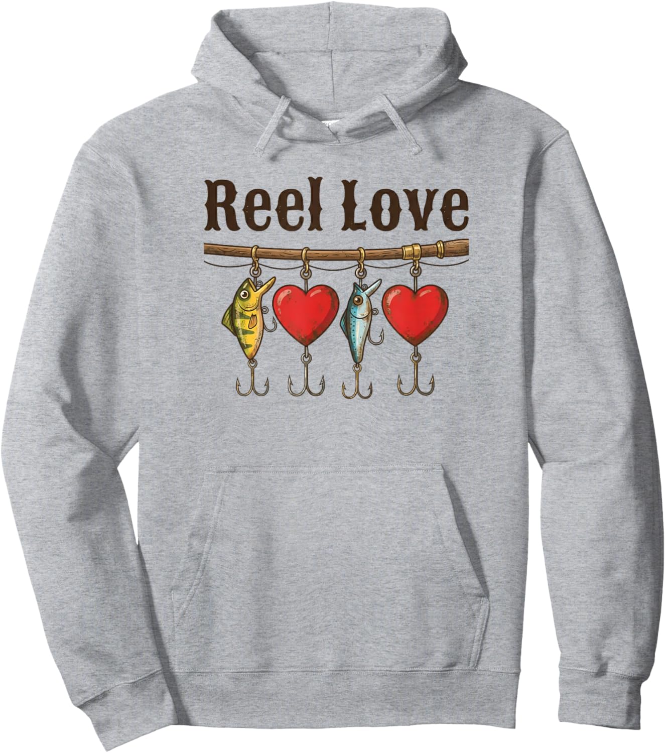 Reel Love Fishing Lures Hearts Hoodie - Hoodie | Ash