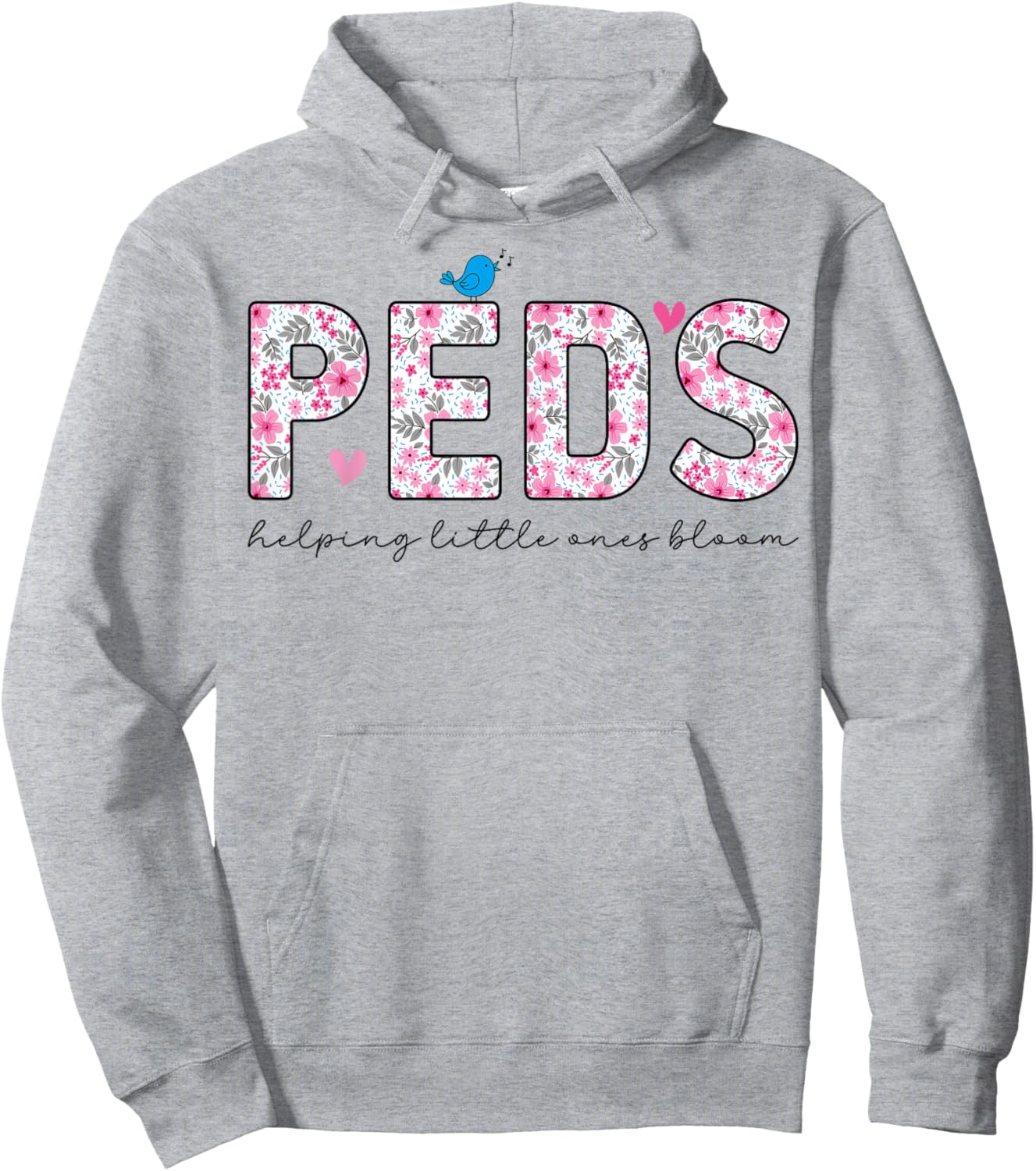 PEDS Nursing Floral Pediatric Nurse Hoodie - Hoodie | Ash