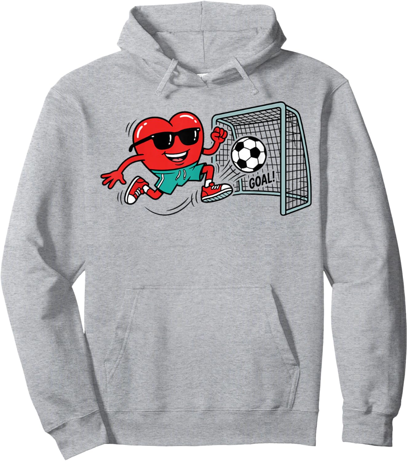 Heart Valentines Day Soccer Men Boys Kids Teens Hoodie - Hoodie | Ash