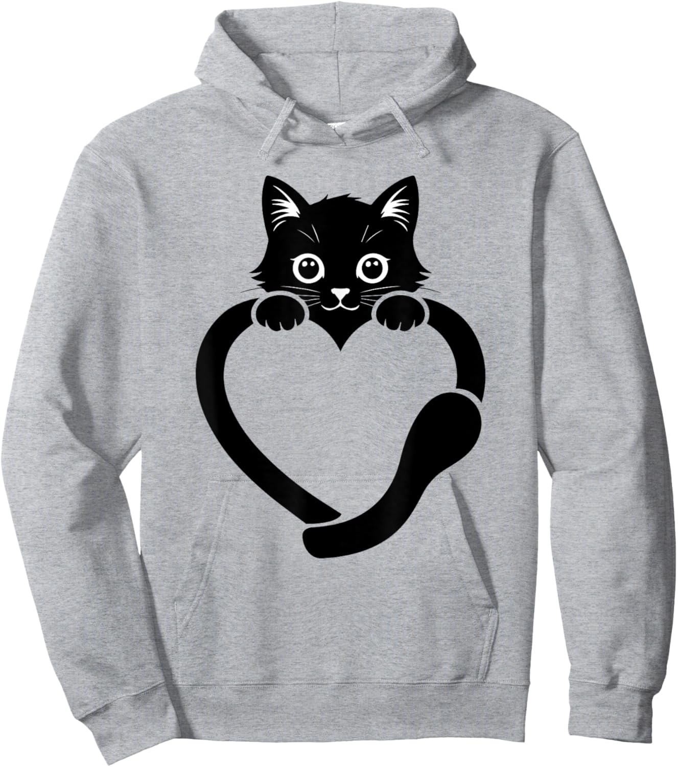 Cat Heart Graphic Love Cute Cat Hoodie - Hoodie | Ash