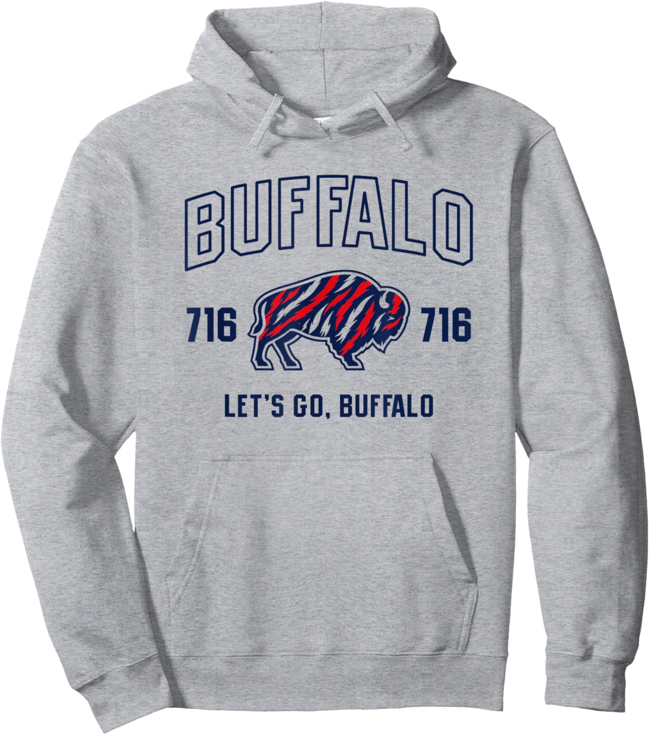 Buffalo Collegiate Red, White Blue Stripes Hoodie - Hoodie | Ash