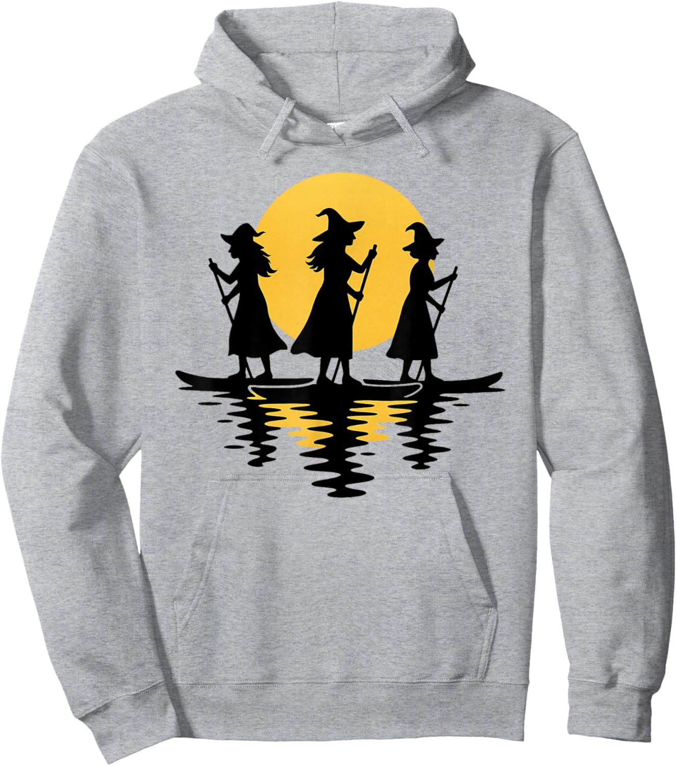 Halloween Witches Paddling SUP Paddleboards Hoodie - Hoodie | Ash