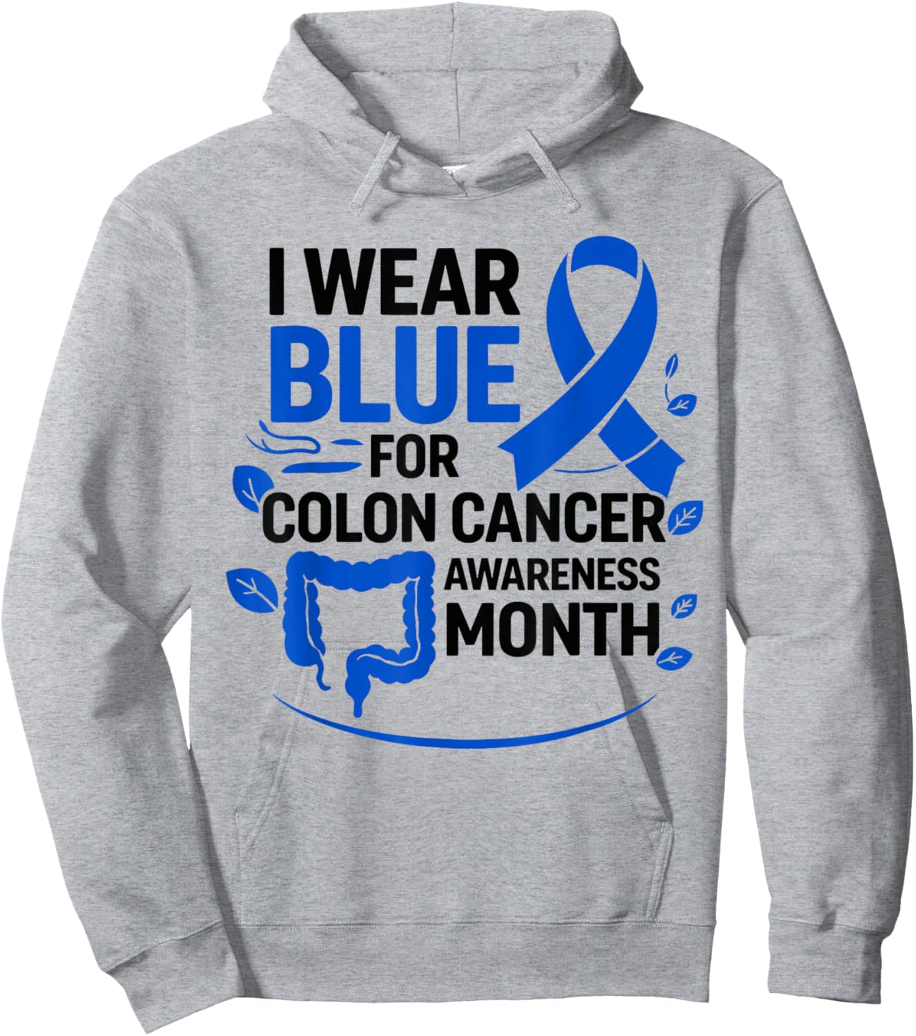 Colon Cancer Awareness in March Blue Ribbon Hoodie - Hoodie | Ash