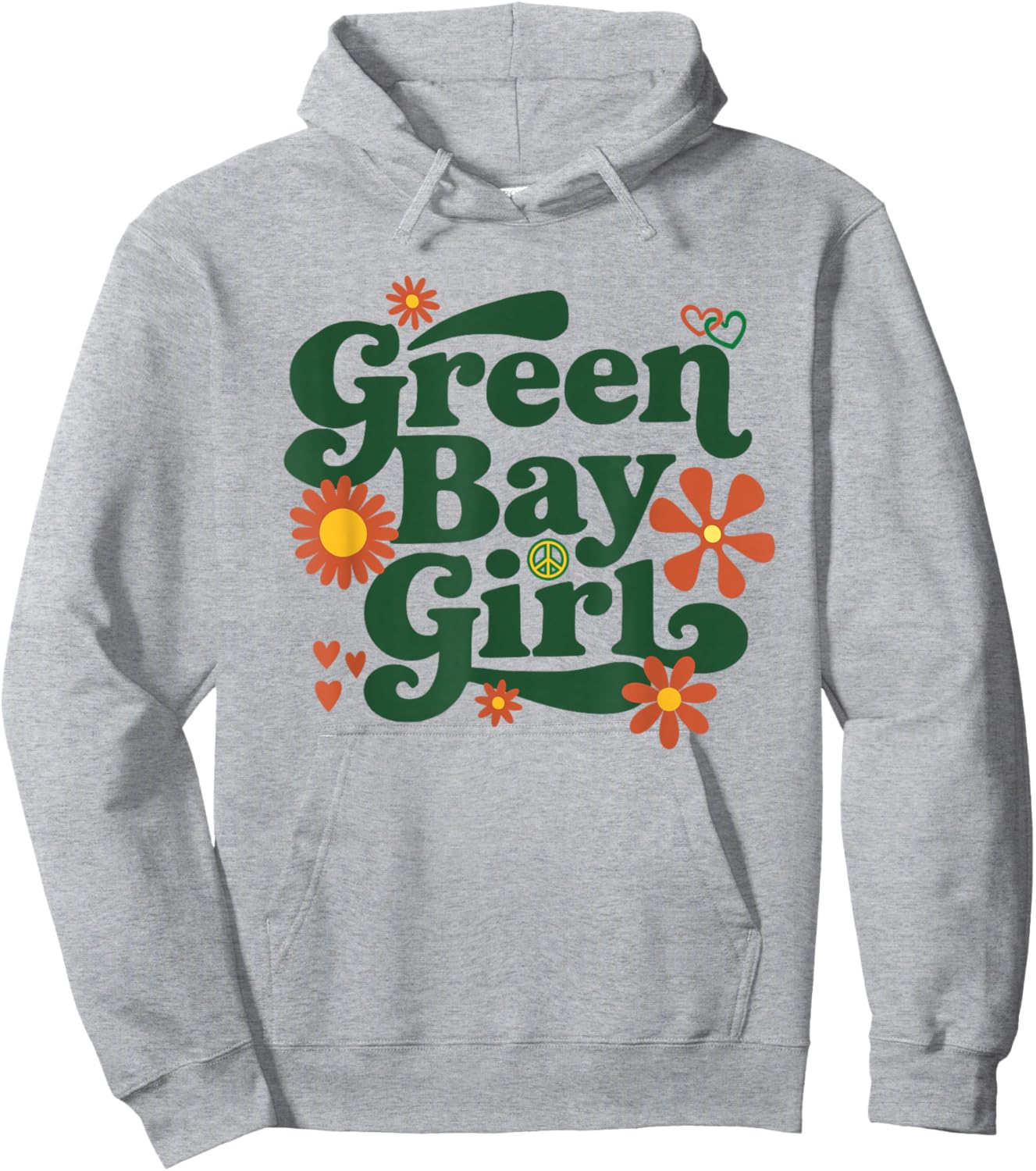 Retro Green Bay Girl Flowers GB Throwback City Hoodie - Hoodie | Ash