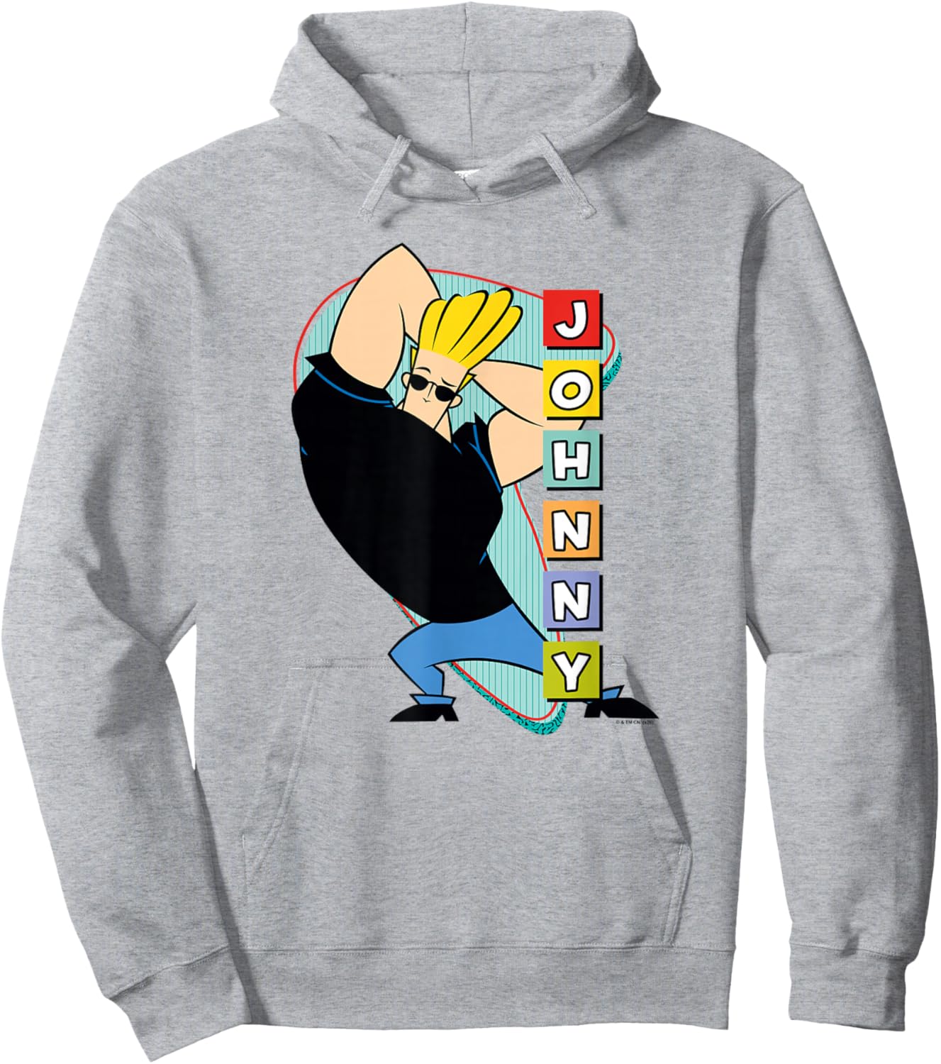 Retro Stacked Lettering Muscle Pose Cartoon Hoodie - Hoodie | Ash