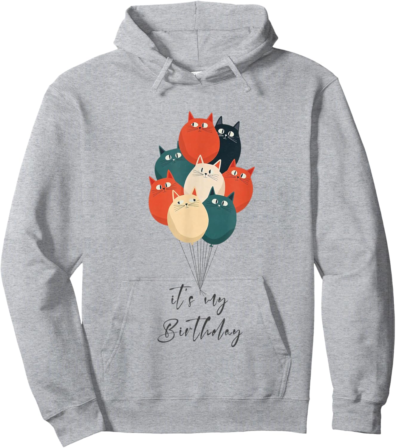 Funny It's My Birthday with Balloons Cats Hoodie - Hoodie | Ash
