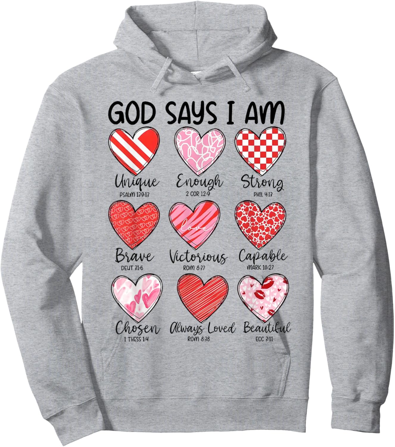 God Says I Am Retro Valentine Jesus Bible Verse Hoodie - Hoodie | Ash