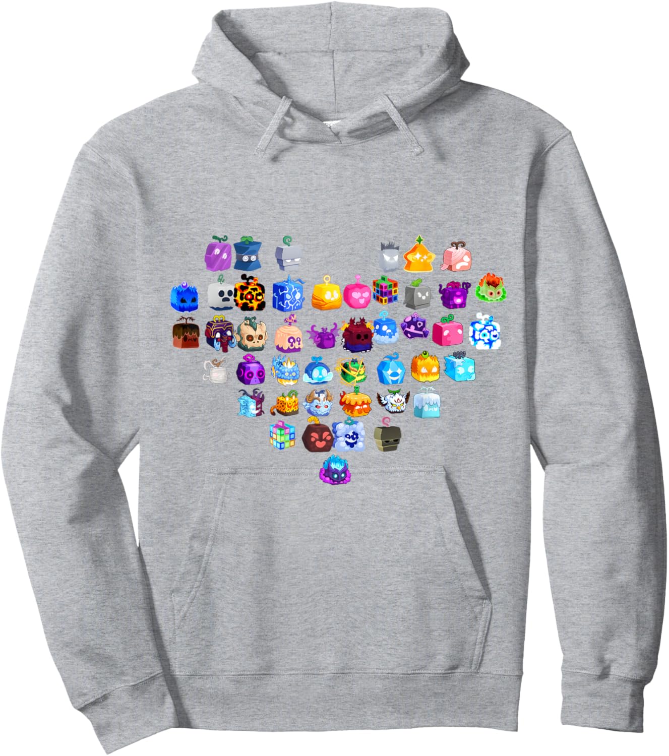 All Blox Fruits Heart Shaped Hoodie - Hoodie | Ash