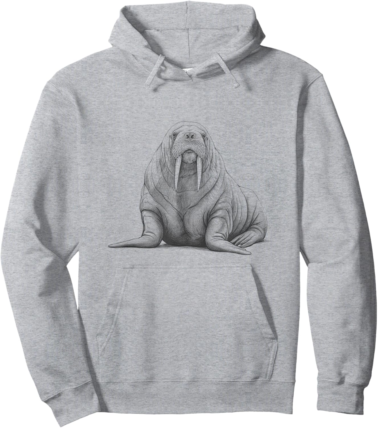 Vintage Walrus Drawing Art Design Hoodie - Hoodie | Ash