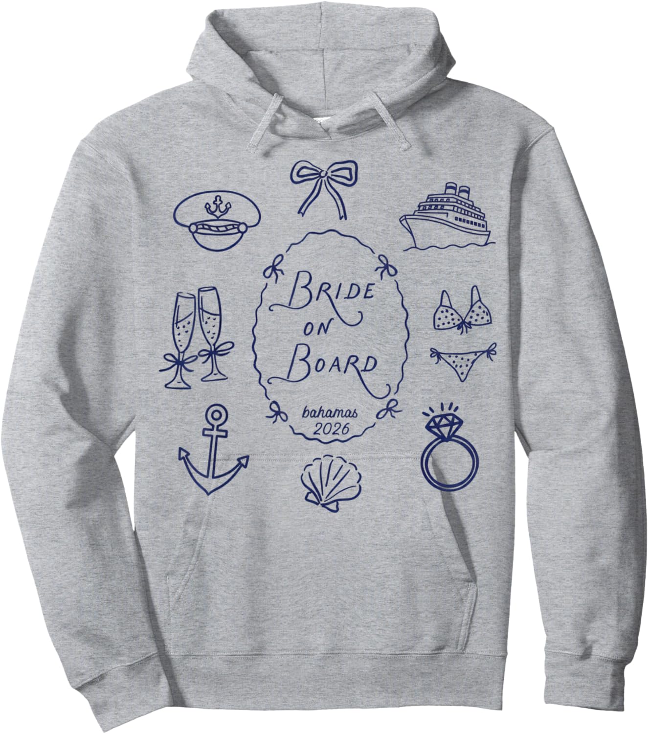 Bride on Board Nautical Cruise Hoodie - Hoodie | Ash