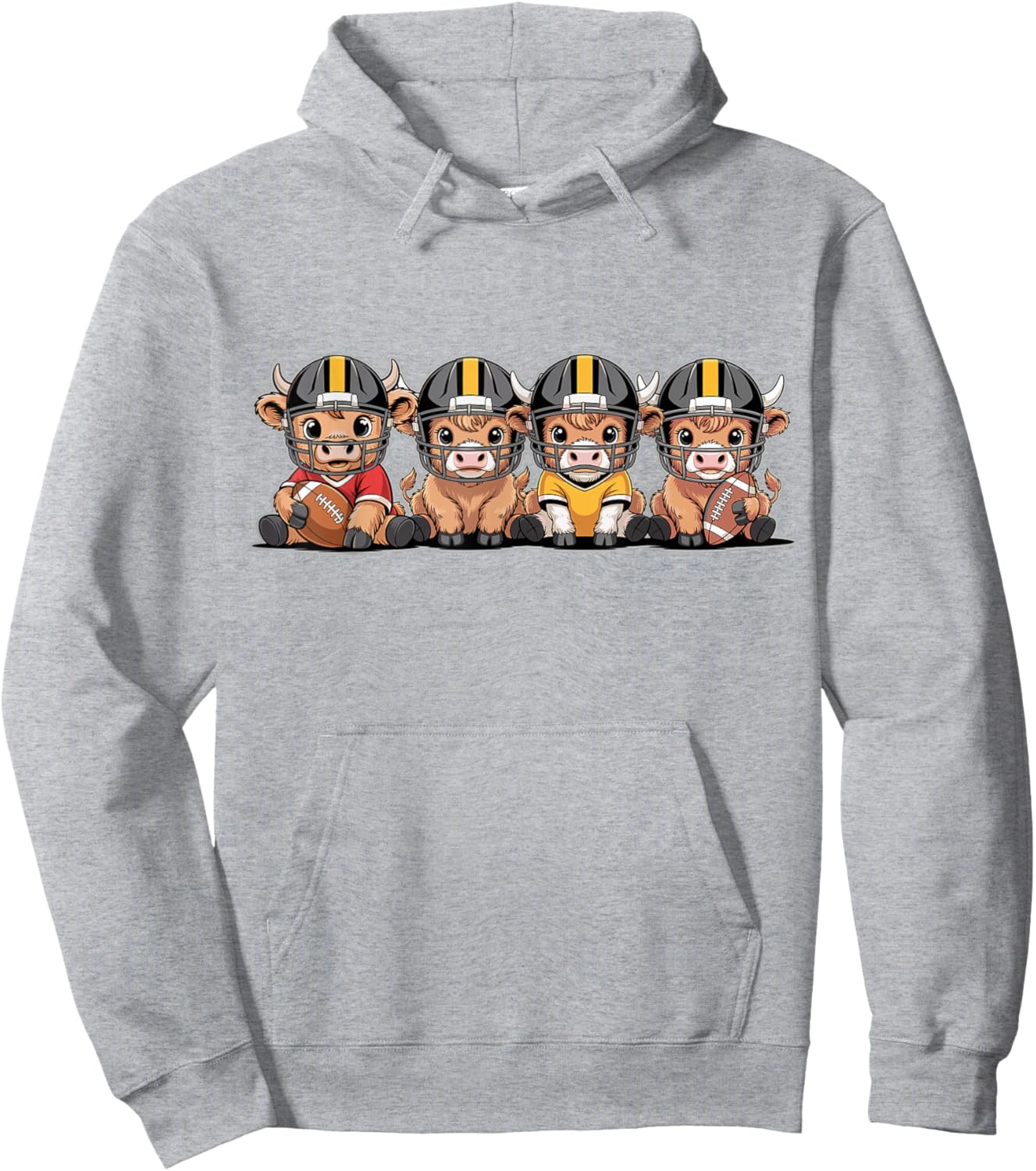 Highland Cow Football Game Day Sports Hoodie - Hoodie | Ash
