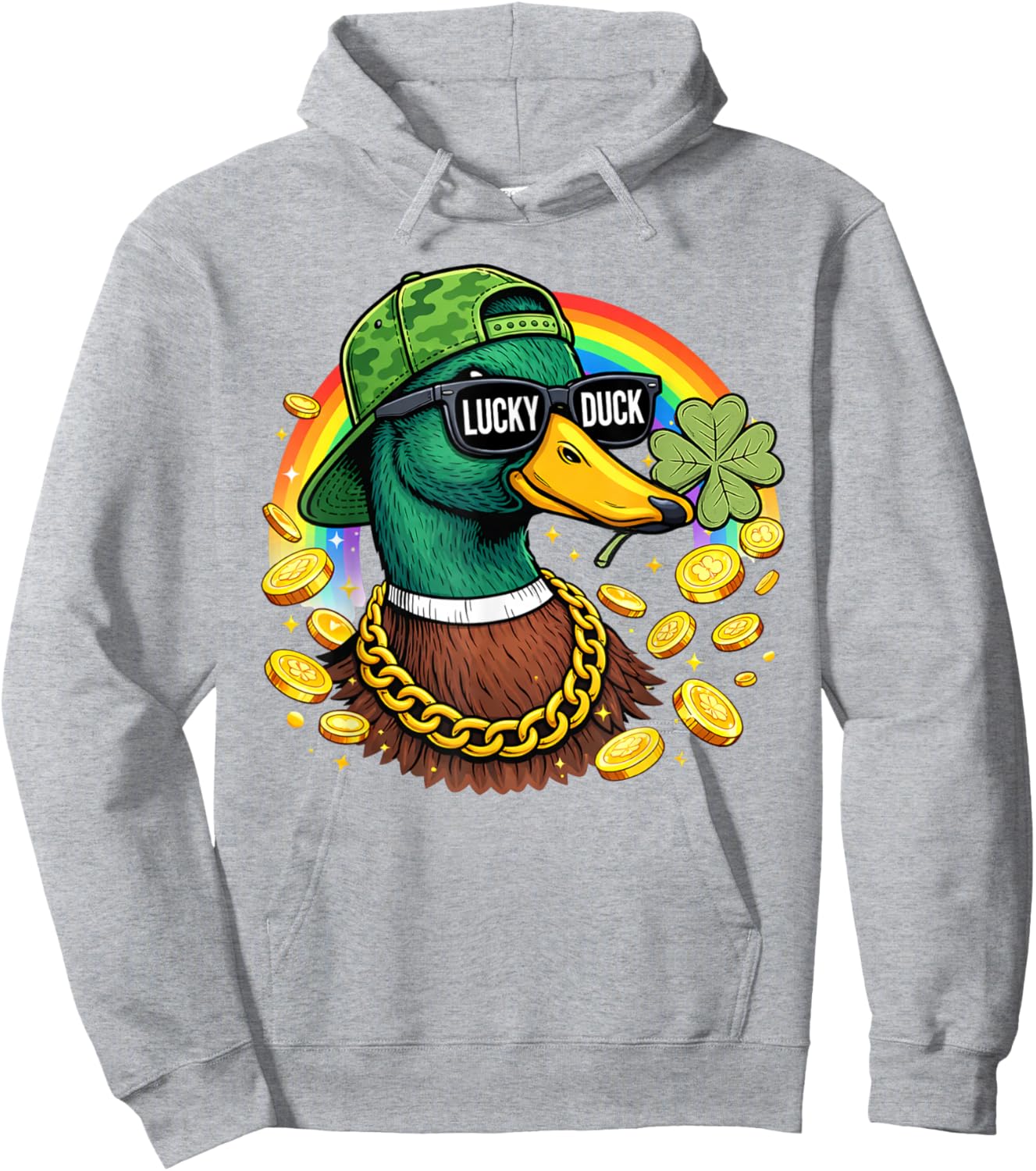 Lucky Duck St Patrick Duck Hunting Hoodie - Hoodie | Ash