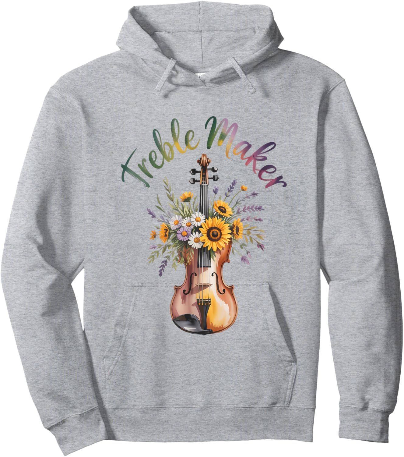 Treble Maker Violin Floral Music Pun Orchestra Hoodie - Hoodie | Ash