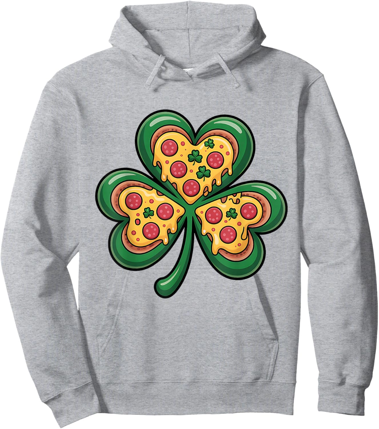 Funny Shamrock Pizza St Patrick’s Day Clover Hoodie - Hoodie | Ash