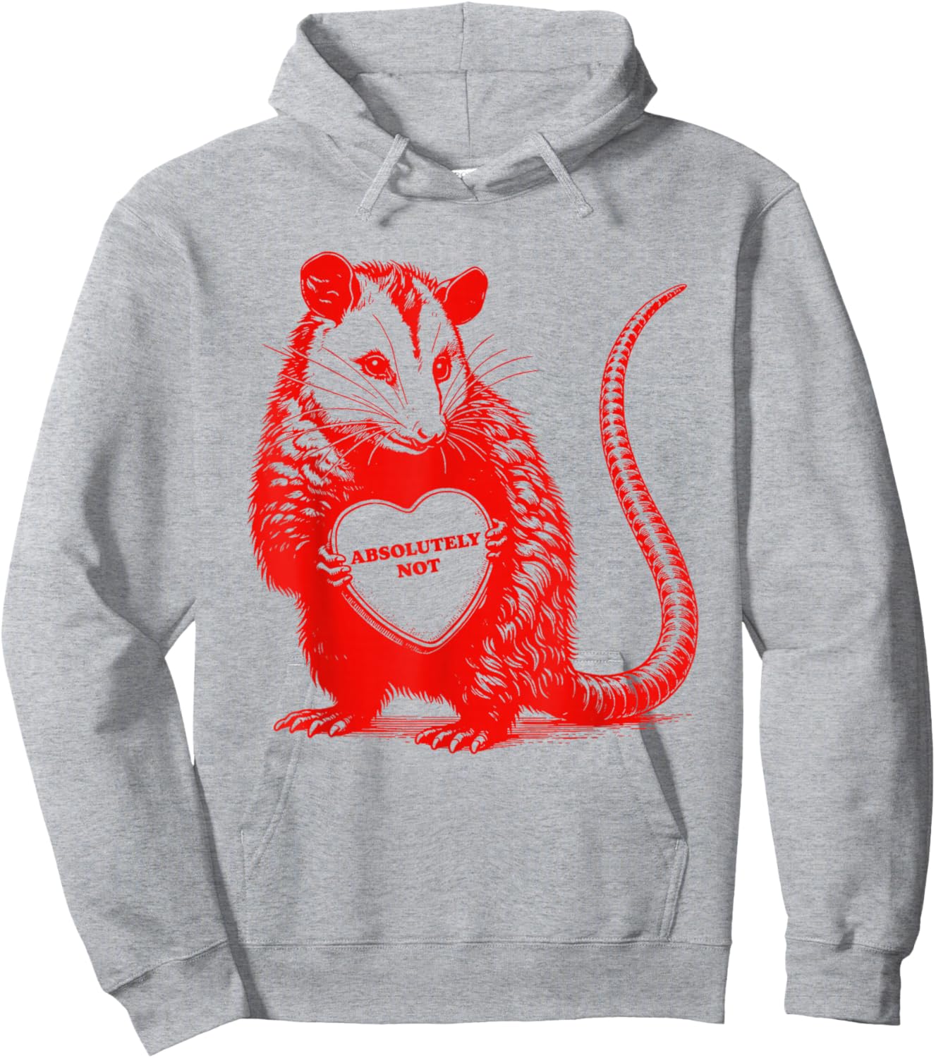Funny Opossum Absolutely Not Valentine Graphic Hoodie - Hoodie | Ash