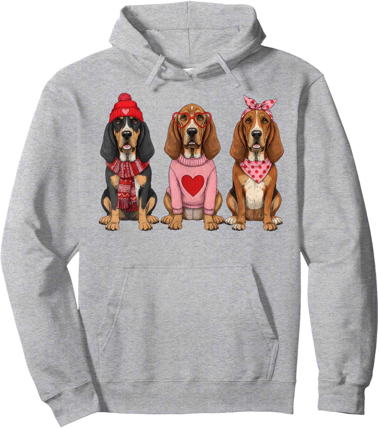 Cute Bloodhound Valentine Dog Hoodie - Hoodie | Ash