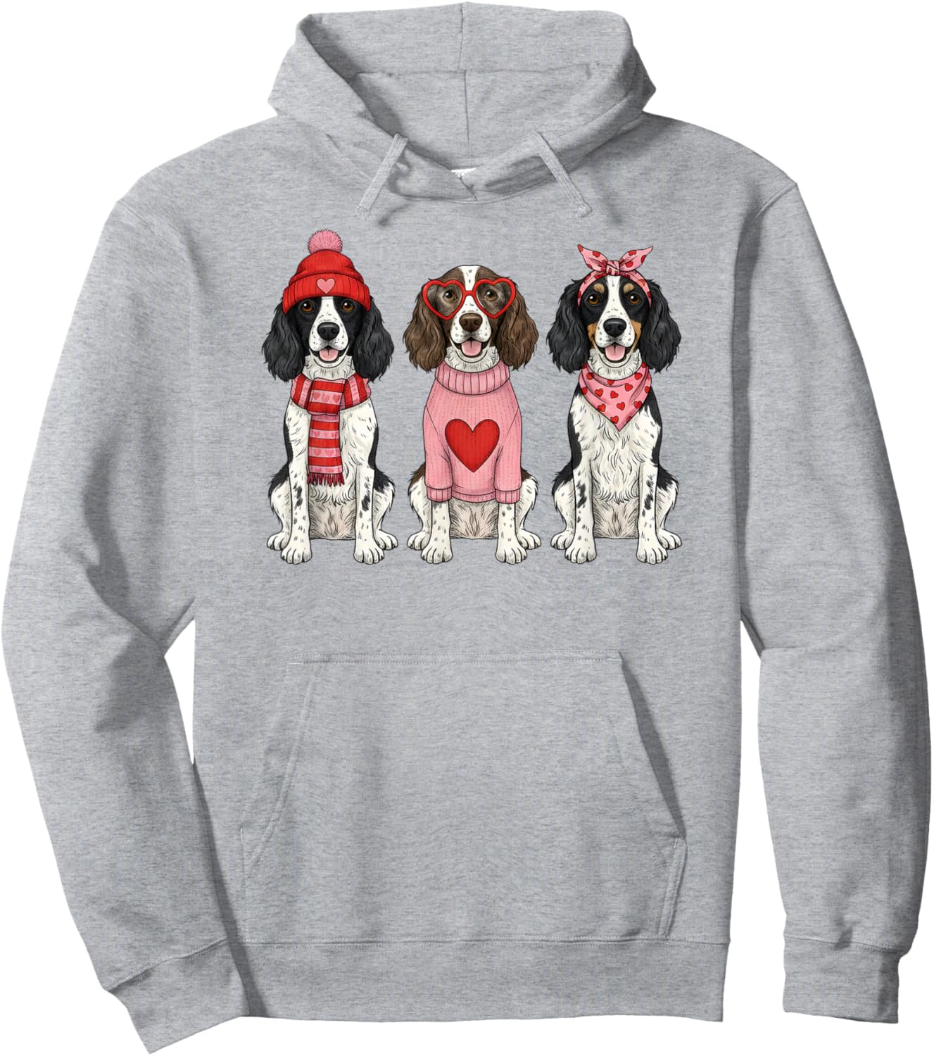 Cute English Springer Spaniel Valentine Dog Hoodie - Hoodie | Ash