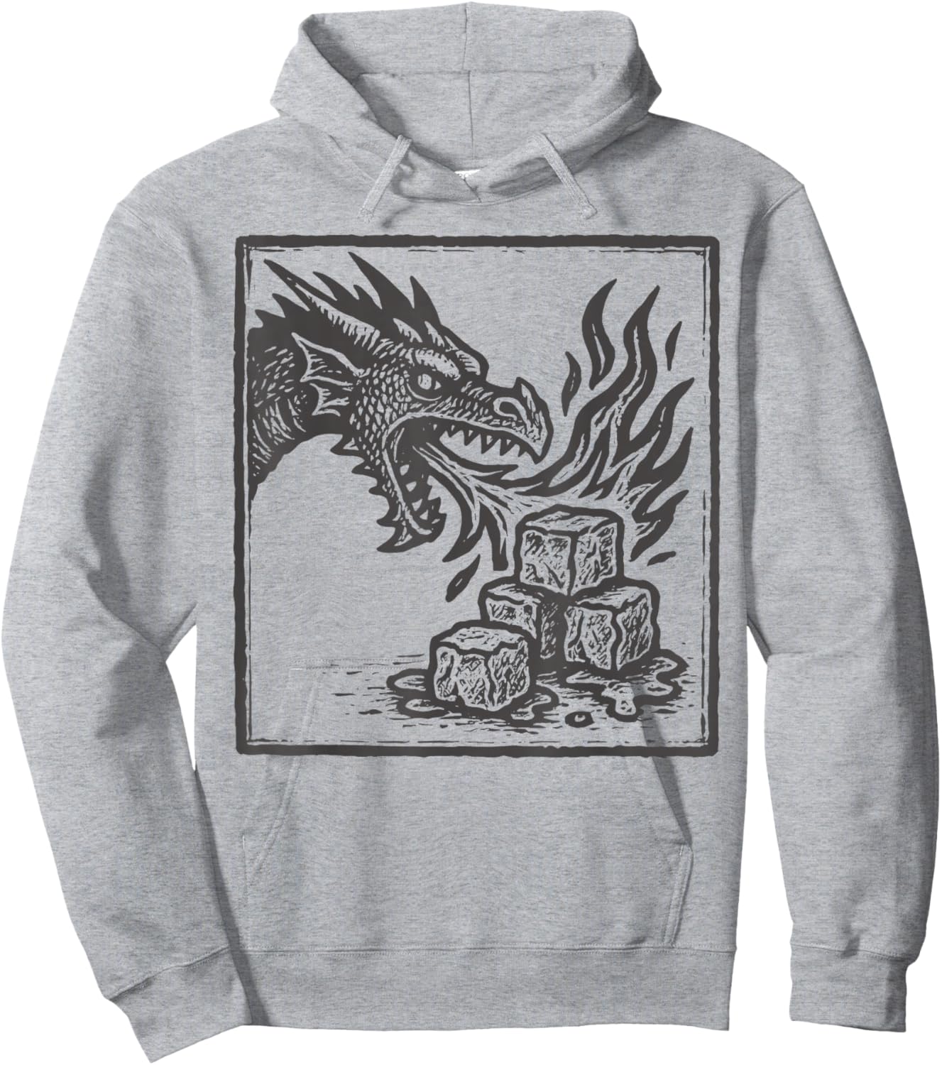 Dragon Breathing Fire on Ice Cubes Fantasy Hoodie - Hoodie | Ash