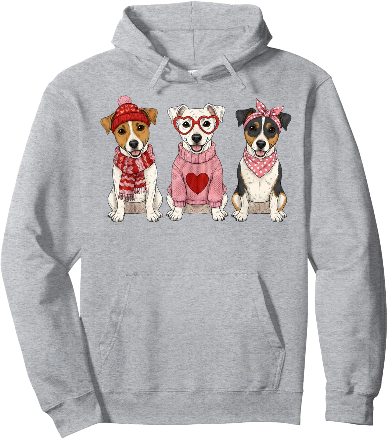Cute Jack Russell Terrier Valentine Dog Hoodie - Hoodie | Ash