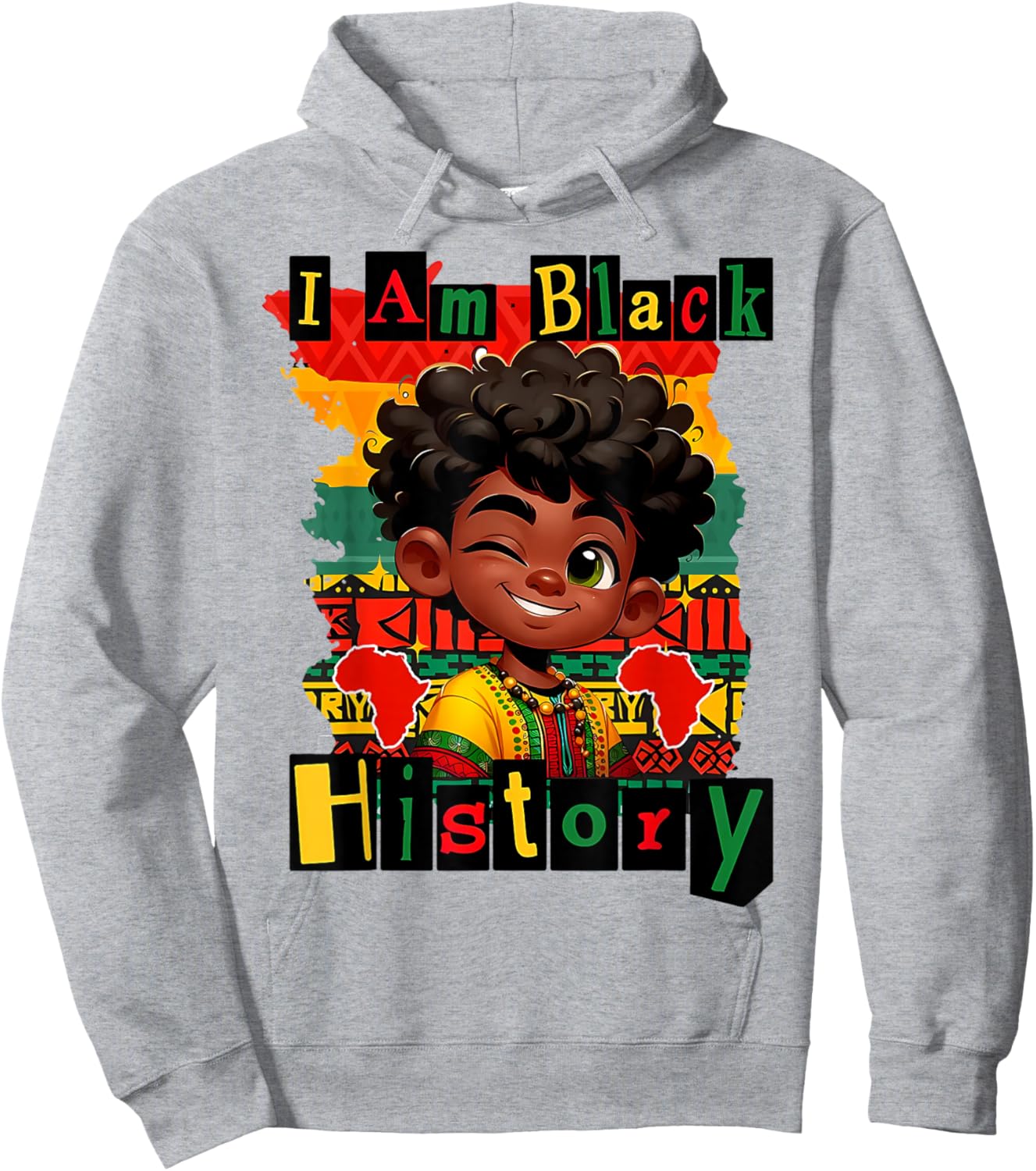 I am Black History Juneteenth Boy Girl Kids BHM Hoodie - Hoodie | Ash