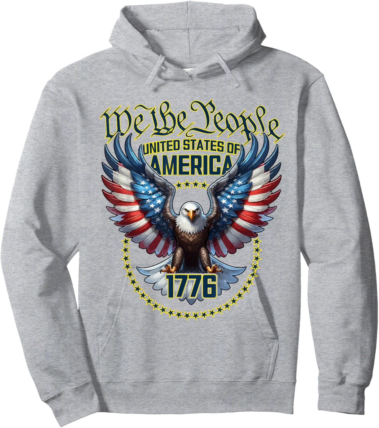 USA Patriotic American Flag Theme Eagle Design Hoodie - Hoodie | Ash