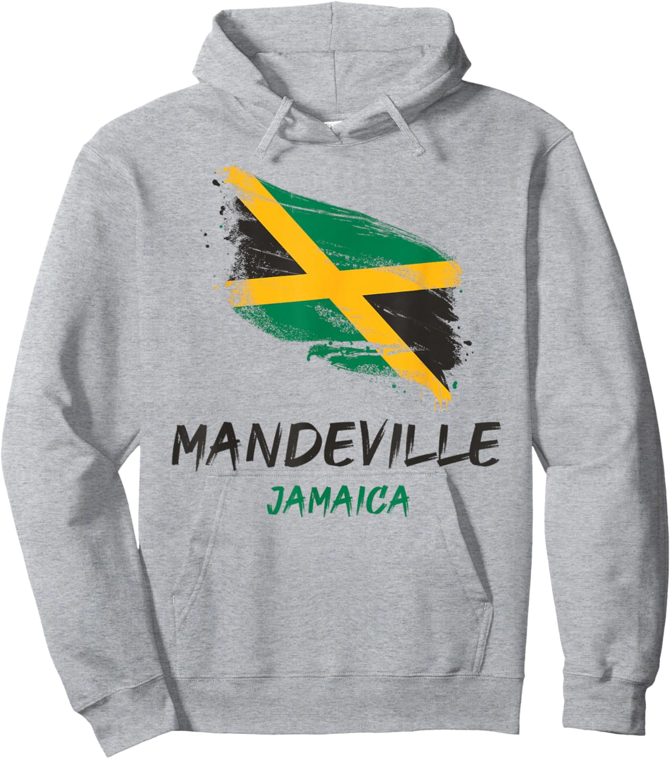 Mandeville Jamaica JM Jamaican Heritage Flag Hoodie - Hoodie | Ash