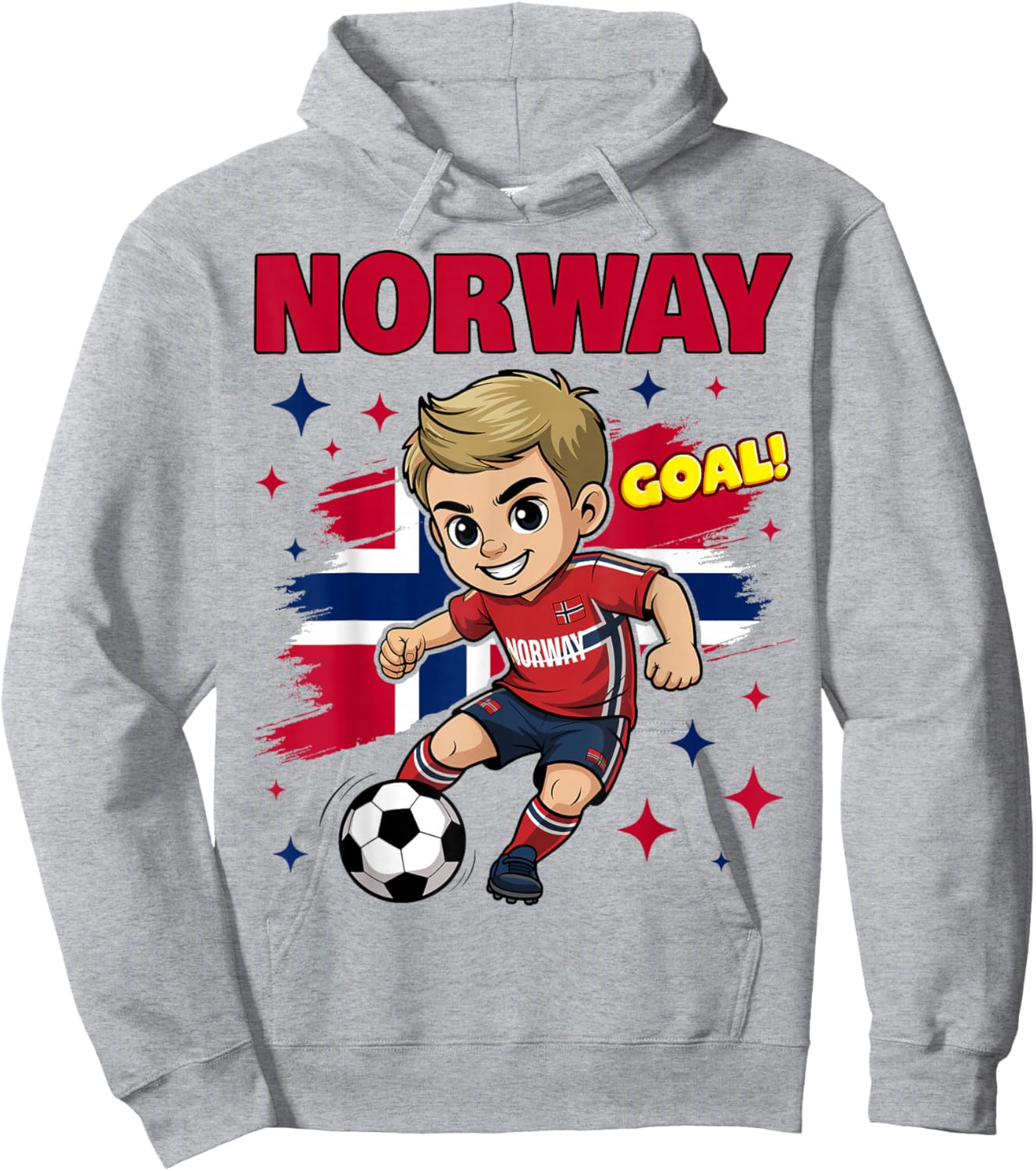 Norway Kid Goal Cartoon Norway Flag for Kids Hoodie - Hoodie | Ash