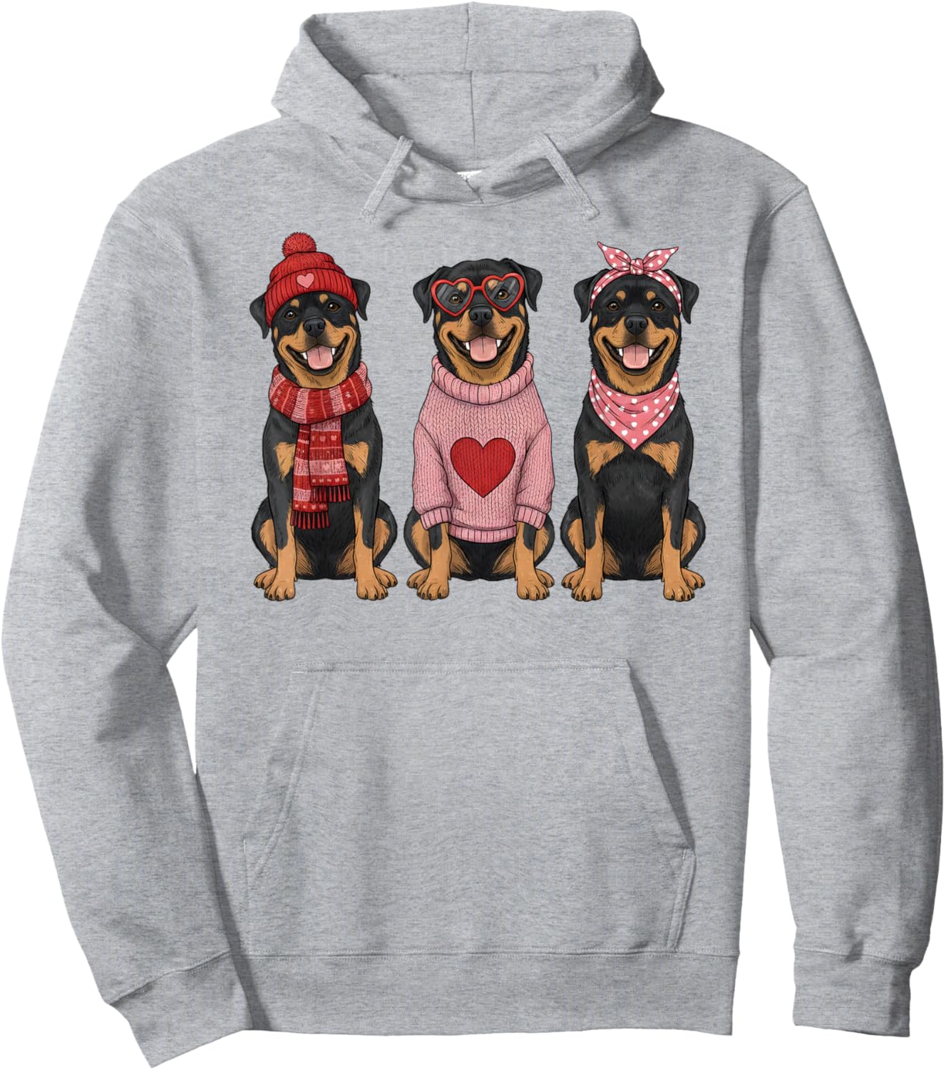 Cute Rottweiler Valentine Rottie Dog Hoodie - Hoodie | Ash