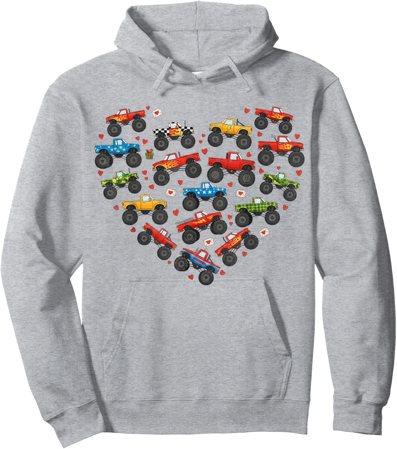 Trucks Heart Valentine Truck Boy Valentines Day Hoodie - Hoodie | Ash