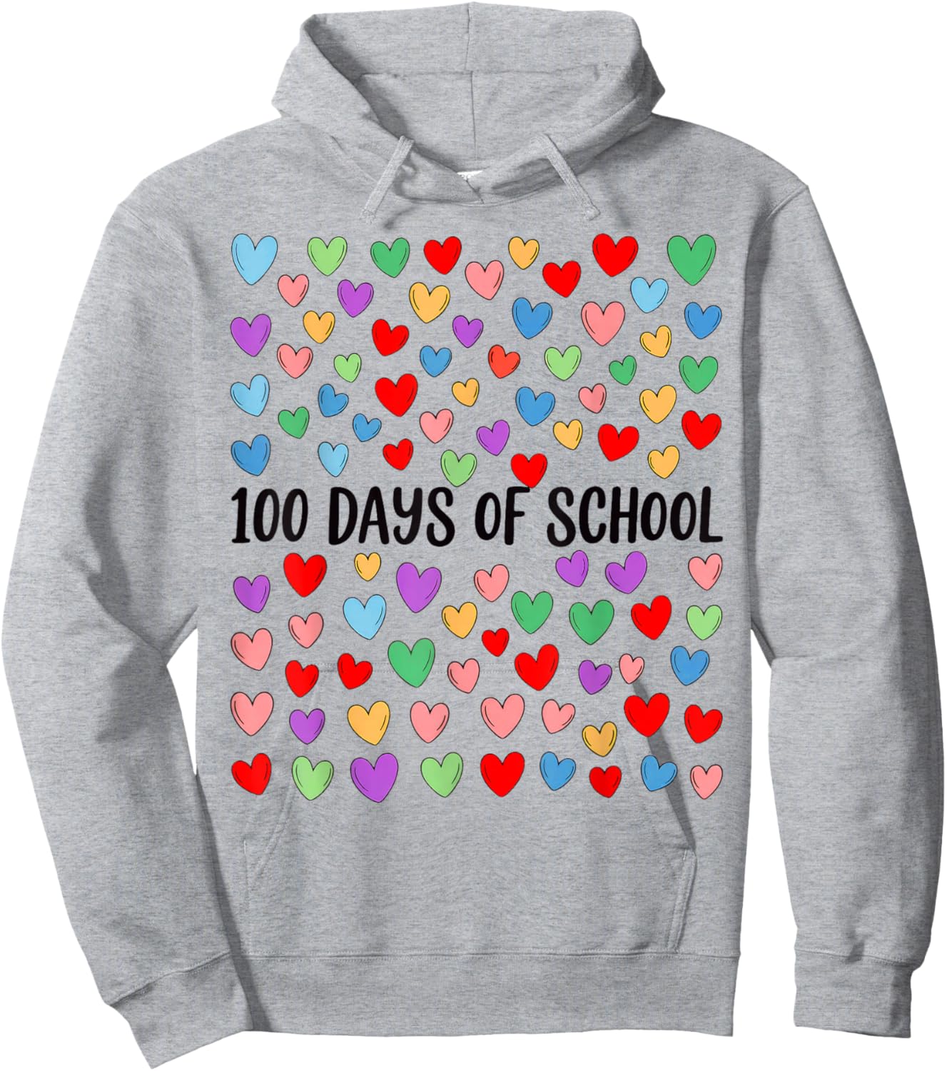 100 Days of School Hearts Shirt Hoodie - Hoodie | Ash